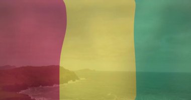 Kıyılardaki okyanus dalgalarını kaplayan renkli soyut şekillere sahip animasyonlar. Sahil şeridi, dinamik, canlı