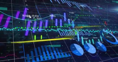 Dijital okul analizi için grafik ve grafiklerle finansal verileri canlandırmak. Finans, analitik, eğitim, görselleştirme, teknoloji