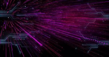 Siyah arkaplanda merkezden yayılan pembe ve mor ışık çizgileri. Soyut, neon, parlayan, enerji, canlı, hareket