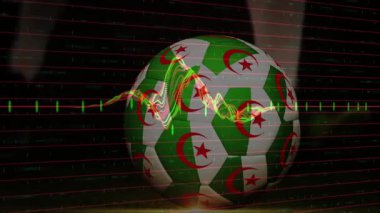 Cezayir futbol topunun arka planında ses dalgası animasyonu var. Futbol, dijital, spor