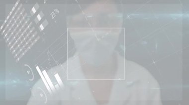 DNA ipliği ve geometrik şekillerle gelecekteki veri arayüzü animasyonu örtüyor. Teknoloji, yenilik, bilim, genetik, dijital, biyoteknoloji