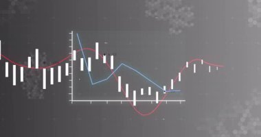 Finansal veri analizi, mavi ve kırmızı trend çizgileri olan şamdan çizelgesi gösteriliyor. Maliye, borsa, ticaret, yatırım, analitik, eğilimler
