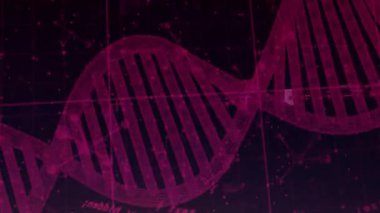 Bilimsel veriler işleniyor, DNA ipliği animasyondaki ikili kodlama ile iç içe geçiyor. Biyoteknoloji, genetik, programlama, biyoenformatik, teknoloji, yenilik