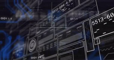 Dijital veri ve grafikler gösteriliyor, mavi aksanlı geleceksel arayüz. Teknoloji, yenilik, analitik, grafikler