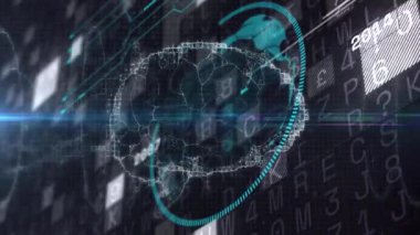 İkili kod ve 2016 metni arka planda animasyon olan dijital dünya üzerinde. Teknoloji, veri, fütüristik, sanal, siber uzay, ağ