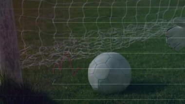 Finansal veri grafiğinin animasyonuyla futbol topu gol çizgisine yaklaştı. Spor, finans, teknoloji, yatırım, analitik, istatistik