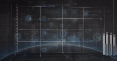 Okulda, dijital çubuk grafik ve veri grafikleriyle çocuk animasyonu yaratıyor. Eğitim, teknoloji, yaratıcılık, yenilik, öğrenme, tasarım