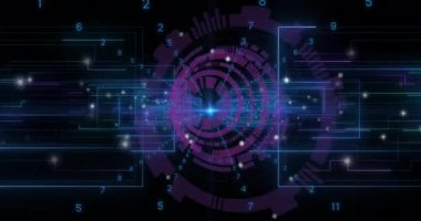 Dijital veri akışlarının birleştiği animasyon, koyu arkaplanda parlayan sayılar. Siber, teknoloji, gelecek, matris, ikili, ağ