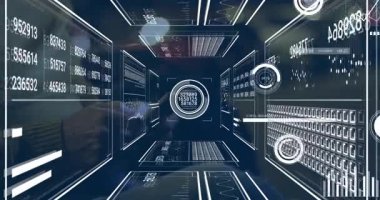 Dijital veriler işleniyor, grafik ve grafikler animasyon arayüzünde görüntüleniyor. Analizler, veri analizi, teknoloji, yenilik, görselleştirme, bilgi