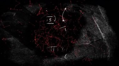 Geometrik şekiller ve denklemleri animasyonlu koyu dokulu arka plana çiziyorum. Matematik, geometri, tasarım, yaratıcılık, soyut, teknoloji