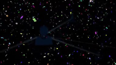 Soyut siyah arkaplan üzerinde bağlantılar ve veri işleme animasyonu ağı. Teknoloji, dijital, bağlantı, geleceksel, iletişim