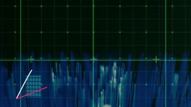 Dijital şebekede finansal veri eğilimleri, çubuk ve çizgi grafikleri gösteriliyor. Finans, analitik, görselleştirme, istatistik, büyüme, etkileşimli