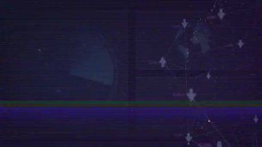 Soyut mavi arkaplan üzerinde dijital veri ve ağ bağlantıları animasyonu. Teknoloji, ağ oluşturma, fütüristik, bağlantı, dijitalleştirme, siber uzay