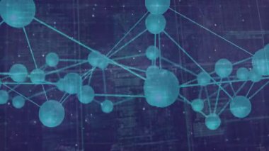 Ağ bağlantıları ve veri işleme animasyonuna sahip teknik plan. Teknoloji, yenilik, dijital, bağlantı, fütüristik
