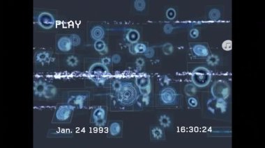 Dijital ağ bağlantıları ve tarih ve zaman kaplamalı veri işleme animasyonu. Teknoloji, bağlantı, bilgi, fütürist, arayüz