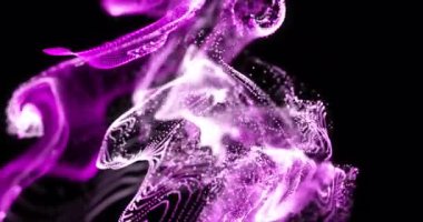 Mor ve beyaz kıvrımlı siluetler soyut ağ animasyonunu gösteriyor. dijital, fütüristik, teknoloji, bağlantı