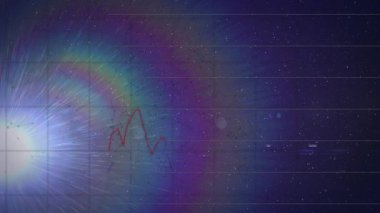 Kozmik arkaplan üzerinde yukarı doğru eğilimli renkli finansal grafiğin animasyonu. Finans, ekonomi, başarı, büyüme, fütüristik, dijital