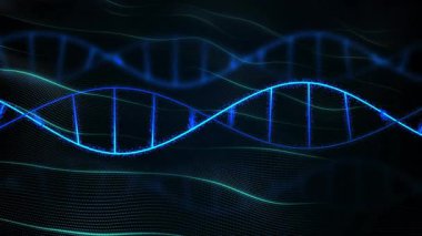 İkili kodlama ile DNA dizilimi, bilimsel veri animasyonu devam ediyor. Biyoteknoloji, genetik, biyoenformatik, moleküler, araştırma, fütürist