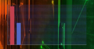 Soyut arkaplanda yeşil ve turuncu renkleri olan renkli çubuk grafiği. data, statistikler, analiz, iş dünyası, finans, illüstrasyon