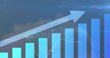 Mavi çizgi grafiğinin yukarı doğru ok ile canlandırılması okuldaki büyüme eğilimini gösteriyor. Başarı, analitik, rapor, iş, artış, iyileştirme