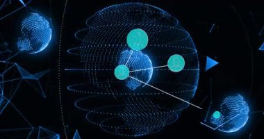 Küresel ağ iletişimini gösteren kullanıcı simgeleriyle dijital dünyanın animasyonu. bağlantı, sanal, bağlantı, teknoloji, internet