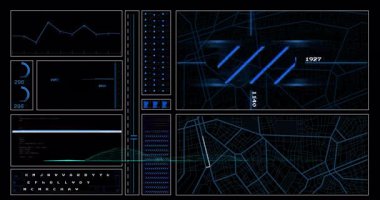 Okuldaki grafik örtüşmeleri ve yörüngeli gelecekteki veri analizlerinin animasyonu. technology, analytics, digital, innovation, education