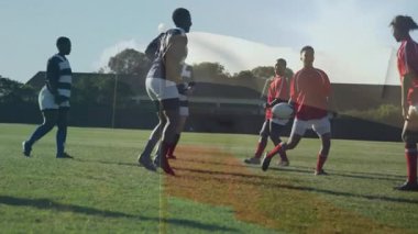 Sahada rugby oynayan Çek Cumhuriyeti bayrak animasyonu yapan sporcular. spor, rekabet, takım, eylem, ulusal