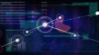 Ağ bağlantıları ve veri işleme animasyonuyla dijital arayüz. Teknoloji, iletişim, gelecekçi.