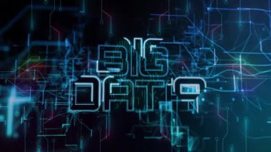 Parlayan çizgilerle dijital ağ bağlantıları büyük veri animasyonları yaratıyor. Teknoloji, yenilik, ağ, fütüristik