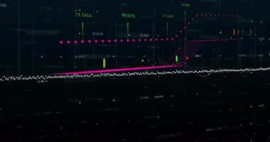 Hisse senedi piyasasında dalgalanan grafiklerle finansal verilerin analiz edilmesi. Finans, analitik, iş, yatırım, ekonomi, ticaret