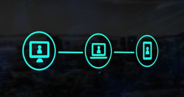 Bağlantı cihazları, modern iletişim teknolojisini gösteren dijital ağ. bağlantı, internet, kablosuz, veri, yenilik