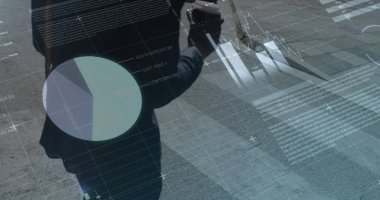 Karşıdan karşıya geçen birinin grafikleri ve istatistikleri. dijital arayüz küresel finans ve iş konsepti dijital olarak oluşturulmuş görüntü.