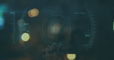 Fütürist dijital arayüzde parlayan veri elemanları ve soyut teknoloji tasarımı. yenilik, modern, siber, sanal