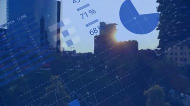 Şehir manzarası üzerinde dünya haritası ve mimari diyagramlarla planlanmış animasyon. Mimari, kentsel, küresel, inşaat, tasarım, planlama