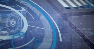 Dijital ekranda tarama ve veri işleme dürbünü görüntüsü. küresel teknoloji ve dijital arayüz kavramı dijital olarak oluşturulmuş görüntü.