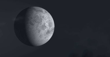 Karanlık gece gökyüzünde ay detaylı kraterler ve yüzey dokusunu gösteriyor. Astronomi, ay, gök, uzay, astrofotoğrafçılık, uydu.