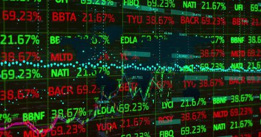 İstatistik işleme ve veri işleme resimleri. küresel finans, veri işleme ve dijital arayüz kavramı dijital olarak oluşturulmuş görüntü.