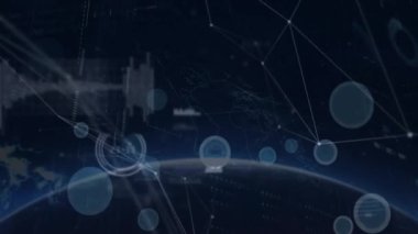 Animasyon, dünya üzerinde 6G teknolojisiyle dijital ağ bağlantılarını gösteriyor. yenilik, bağlantı, telekomünikasyon, küresel, gelecek, kablosuz