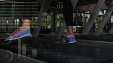 Küresel veri analizi modern ofis içi yeşil aksanlı animasyon üzerine. teknoloji, yenilik, dijital, geleceksel, çalışma alanı, sürdürülebilirlik