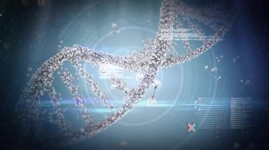 Bilimsel veriler işleniyor, DNA dizilimi ikili kodlama ile canlandırılıyor. Biyoteknoloji, genetik, biyoenformatik, moleküler, araştırma, yenilik