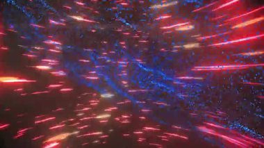 Dinamik kırmızı ve mavi ışık yollarıyla hareketli soyut desenler oluşturuyorlar. örüntü, neon, hareket, fütüristik