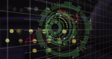 Dijital arayüzle etkileşim, el analizi finansal veri grafikleri ve grafikleri. Finans, analiz, teknoloji, iş, analitik, şirket