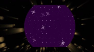 Noel Baba şapkası ve kar taneleri şenlikli arka planda Mutlu Noeller animasyonu süslüyor. tatil, kış, kutlama, dekorasyon, neşeli, mevsimlik