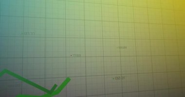 Yeşil çizgi grafiğindeki değişken veri eğilimleri ve gradyan arkaplan animasyonu. İş, analitik, istatistik, grafik, analiz, finans