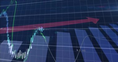 Finansal veri tablolarını animasyonla analiz etmek, yukarı ve aşağı eğilimleri vurgulamak. Finans, analiz, istatistik, performans, yatırım, iş