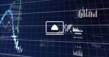 Piyasa eğilimleri analizi için finansal veri grafikleri ve grafikleri gösteren animasyon. Finans, analitik, istatistik, ekonomi, dijital, iş