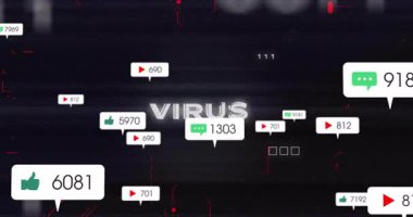 Sevgi, yorum ve görüşleri gösteren yüzen sosyal medya simgelerinin animasyonu. ağ, etkileşim, iletişim, bildirim, dijital, bağlantı