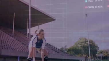 Top atmaya hazırlanan futbolcu, finansal verileri üst üste koyuyor. atlet, spor, analiz, teknoloji, gelecek, performans