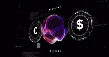 Dijital ağda okları değiş tokuş edilen avro ve dolar sembollerinin animasyonu. Para birimi, finans, işlem, küreselleşme, ticaret, ekonomi