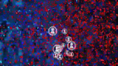 Dijital mavi arkaplanda sosyal ağ simgeleriyle DNA iplikçiklerinin animasyonu. Biyoteknoloji, genetik, ağ, iletişim, bilim, teknoloji